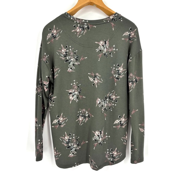Catherine Malandrino Olive Green Floral Print Long Sleeve Sweatshirt, Large - Picture 13 of 16